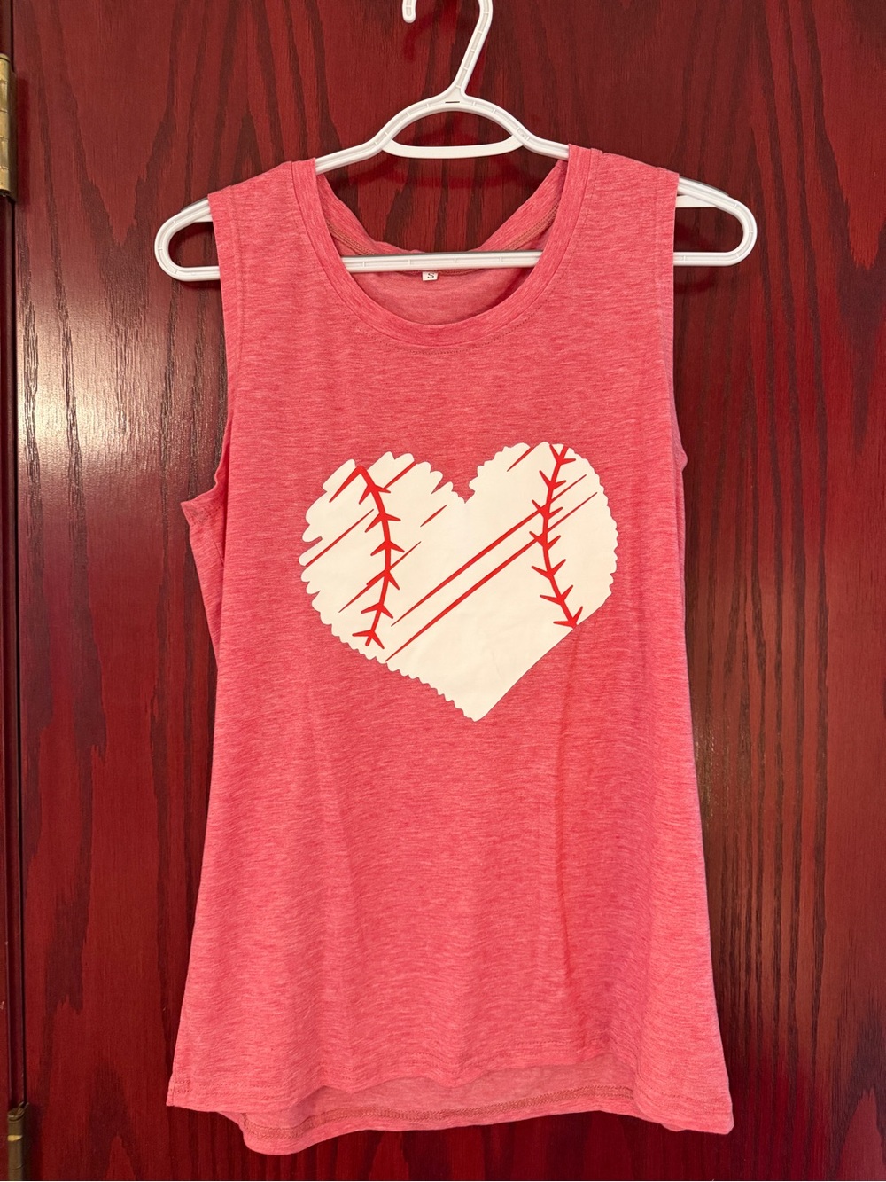 Girls' Pink Sleeveless Heart Baseball Graphic Tank Top